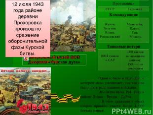 12 июля 1943 года районе деревни Прохоровка произошло сражение оборонительной фа