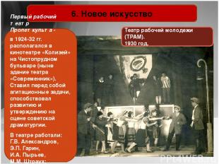 6. Новое искусство Театр рабочей молодежи (ТРАМ). 1930 год. Первый рабочий театр