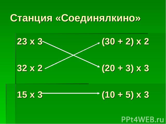 Станция «Соединялкино» 23 х 3 (30 + 2) х 2 32 х 2 (20 + 3) х 3 15 х 3 (10 + 5) х 3
