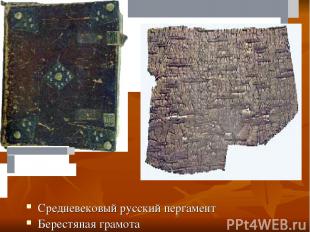 Средневековый русский пергамент Берестяная грамота                              