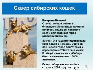 * Сквер сибирских кошек Во время Великой Отечественной войны в блокадном Ленингр