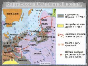Карта-схема Семилетней войны.
