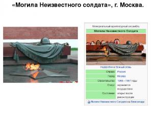«Могила Неизвестного солдата», г. Москва.