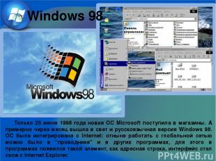 Только 25 июня 1998 года новая ОС Microsoft поступила в магазины. А примерно чер