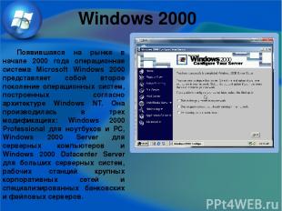 Windows 2000 Появившаяся на рынке в начале 2000 года операционная система Micros