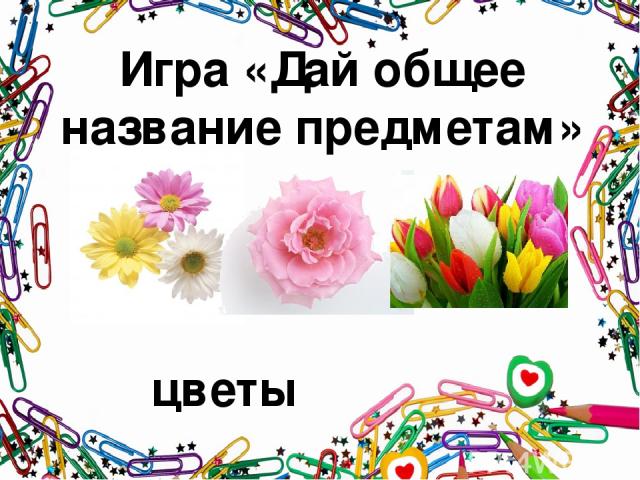 Игра «Дай общее название предметам» цветы