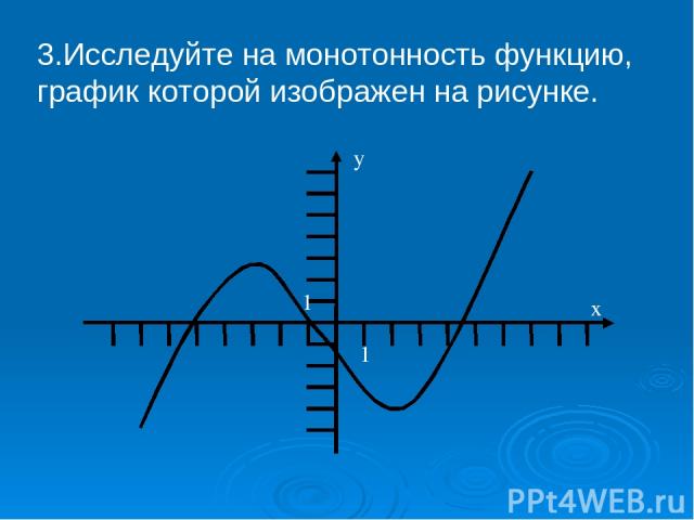 3.Исследуйте на монотонность функцию, график которой изображен на рисунке. у х 1 1