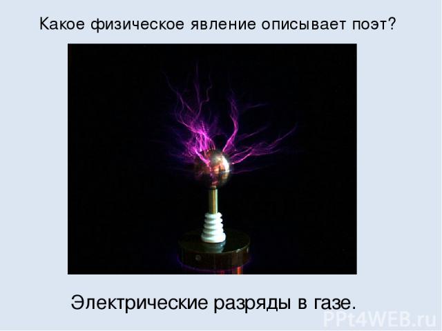 Какое физическое явление описывает поэт? Электрические разряды в газе.