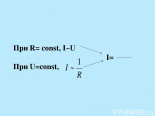 При R= const, I~U I= При U=const,