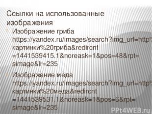 Ссылки на использованные изображения Изображение гриба https://yandex.ru/images/