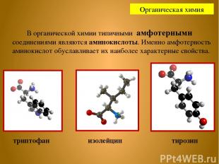 Органическая химия В органической химии типичными амфотерными соединениями являю