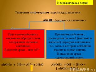 Неорганическая химия Типичным амфотерным гидроксидом является Al(OH)3 (гидроксид