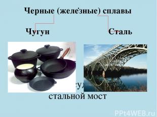 . Черные (железные) сплавы Чугун Сталь чугунная посуда стальной мост
