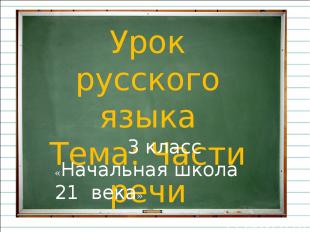 Урок русского языка Тема: Части речи 3 класс «Начальная школа 21 века»