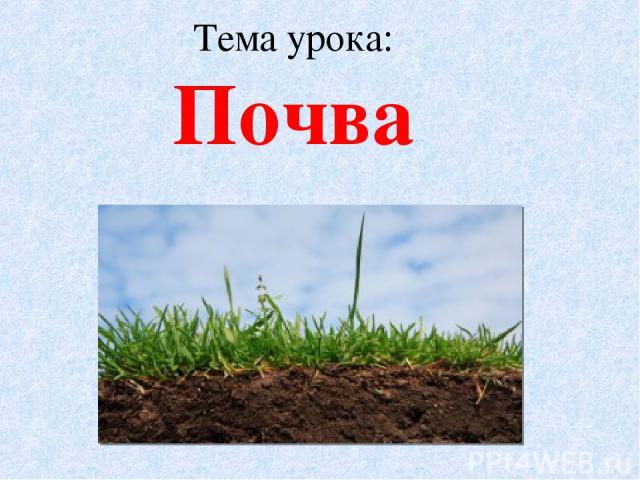 Тема урока: Почва