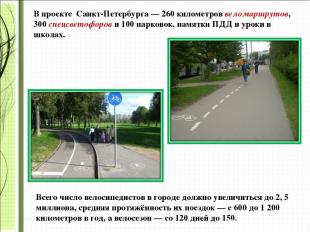 В проекте Санкт-Петербурга — 260 километров веломаршрутов, 300 спецсветофоров и