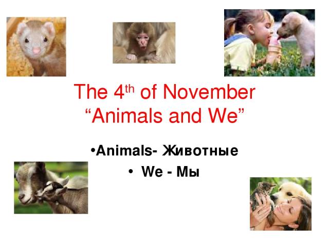 The 4th of November “Animals and We” Animals- Животные We - Мы