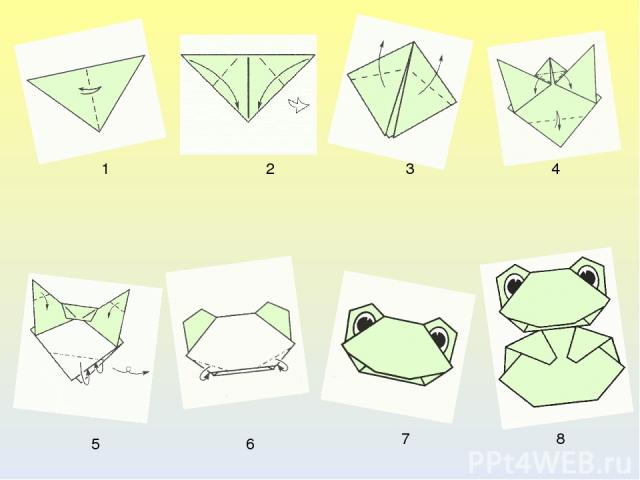 1 2 3 4 5 6 7 8 Схема лягушки-оригами
