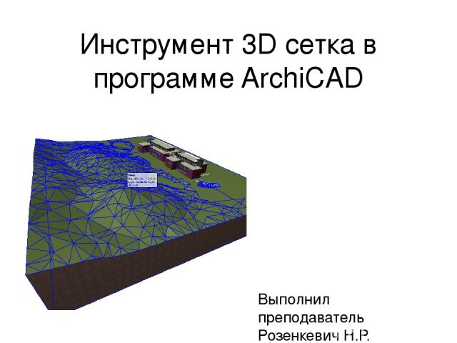 Инструмент 3D сетка в программе ArchiCAD Выполнил преподаватель Розенкевич Н.Р.