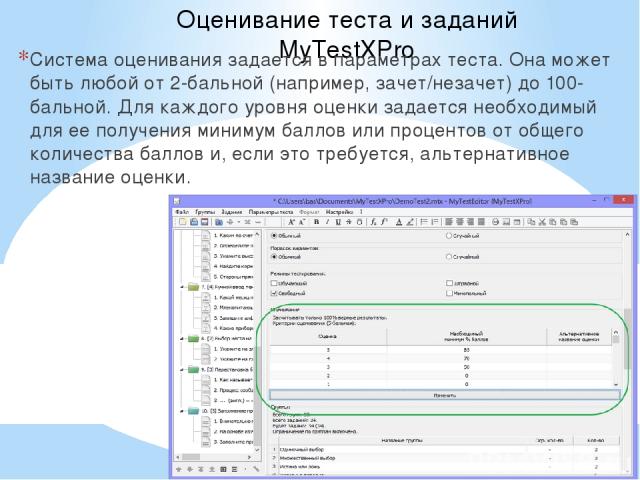 Оценка тестов может быть