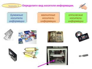 2010 ©Bolgova N A * Задание 1 магнитные носители информации Бумажные носители ин