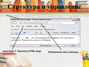 Обновление web-страницы меню Вид Просмотр HTML-кода