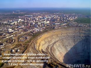 Кимберлитовая трубка «Мир» – самый крупный в мире алмазный рудник (глубина – 525