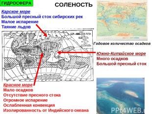 Карское море Большой пресный сток сибирских рек Малое испарение Таяние льдов Кра