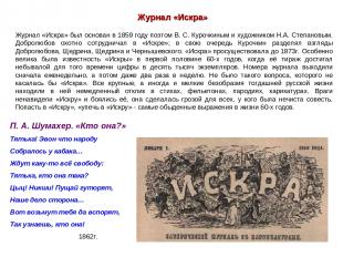 Журнал «Искра» Журнал «Искра» был основан в 1859 году поэтом В. С. Курочкиным и