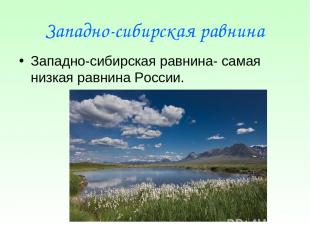 Западно-сибирская равнина Западно-сибирская равнина- самая низкая равнина России