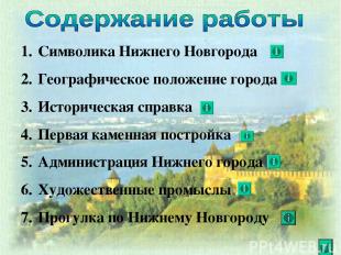 Символика Нижнего Новгорода Географическое положение города Историческая справка