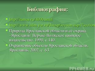 Библиография: http://ramas.ru/4000.html http://www.adm.yar.ru/doosp/section.aspx
