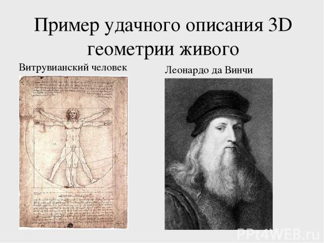 Пример удачного описания 3D геометрии живого Витрувианский человек Леонардо да Винчи