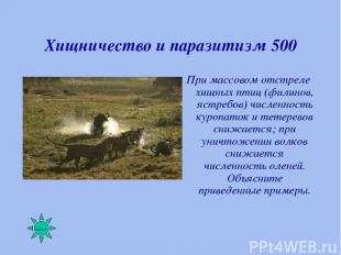 Хищничество и паразитизм 500 При массовом отстреле хищных птиц (филинов, ястребо
