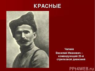 КРАСНЫЕ Чапаев Василий Иванович – командующий 25-й стрелковой дивизией