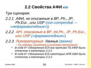 2.2 Свойства AФИ 4/50 Три сценария: 2.2.1 AФИ, не описанные в BP, Ph., JP, Ph.Eu