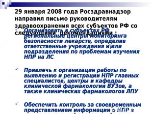 29 января 2008 года Росздравнадзор направил письмо руководителям здравоохранения