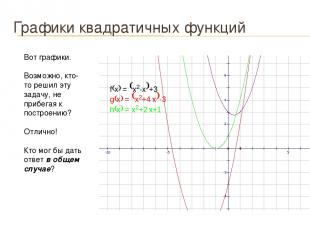 Графики квадратичных функций Вот графики. Возможно, кто-то решил эту задачу, не