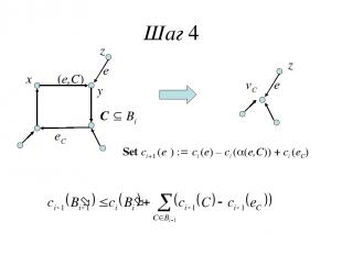 Шаг 4 z y x z vC С Bi e′ α(e,C) Set ci+1 (e′) ci (e) – ci ( (e,C)) + ci (eC) eC