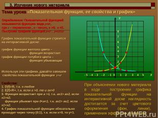 Тема урока «Показательная функция, ее свойства и график» Определение: Показатель