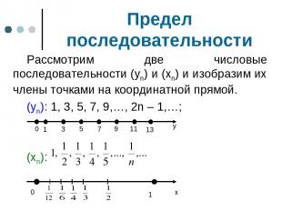 Предел последовательности Рассмотрим две числовые последовательности (уn) и (хn)