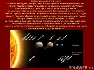 Четыре меньшие внутренние планеты: Меркурий, Венера, Земля и Марс (также называе