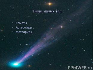 Виды малых тел Кометы Астероиды Метеориты