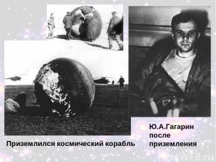 Ю.А.Гагарин после приземления Приземлился космический корабль