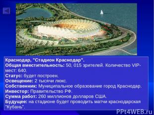 Краснодар, "Стадион Краснодар". Общая вместительность: 50, 015 зрителей. Количес