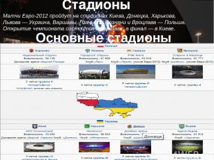 Стадионы Матчи Евро-2012 пройдут на стадионах Киева, Донецка, Харькова, Львова —