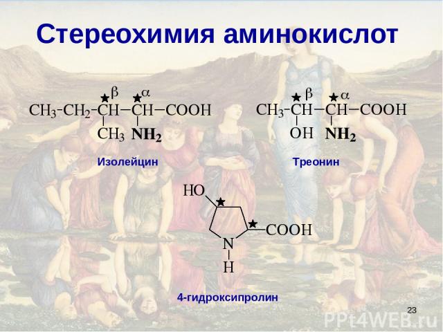 * Стереохимия аминокислот Изолейцин Треонин 4-гидроксипролин