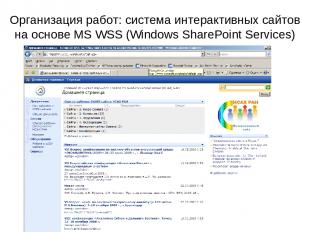 Организация работ: cистема интерактивных сайтов на основе MS WSS (Windows ShareP