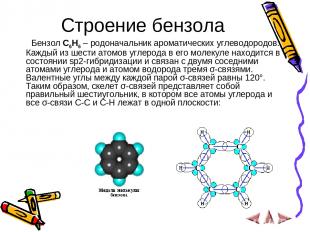 Строение бензола Бензол С6Н6 – родоначальник ароматических углеводородов. Каждый
