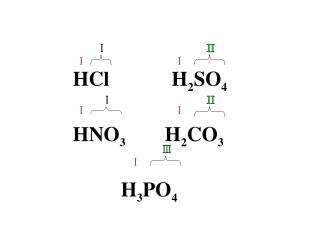 HCl H2SO4 HNO3 H2CO3 H3PO4